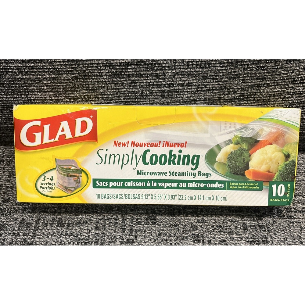 Glad Simply Cooking Microwave‎ Steaming Bags 10 Pack NOS 2006 Discontinued! NEW